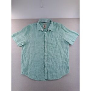 Panama Jack Shirt Men's XL Aquamarine Linen Short Sleeve Button Up Ocean Wave